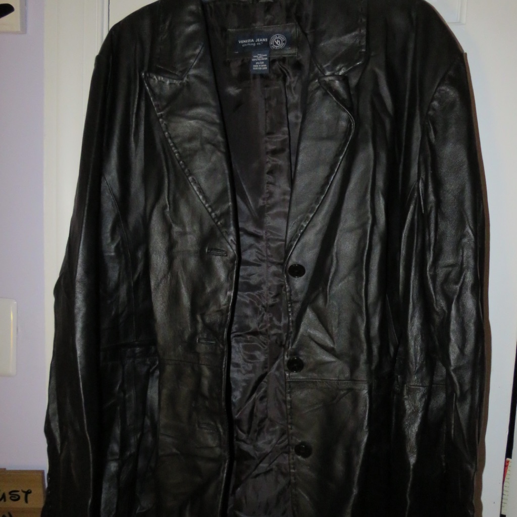 Women’s Black Leather Coat (Long)